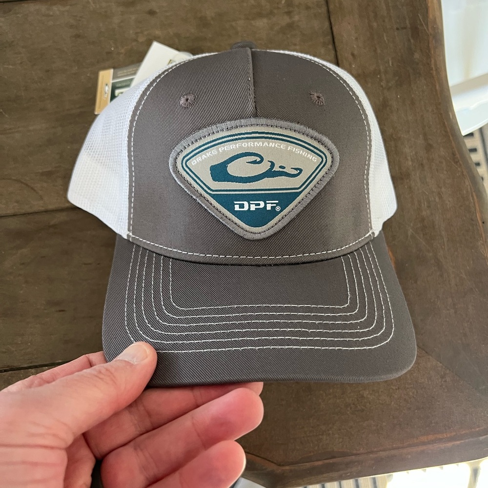 Gray and White Fishing Cap